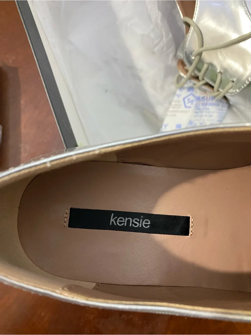 Kensie Silver Metallic Platform Oxford Shoes